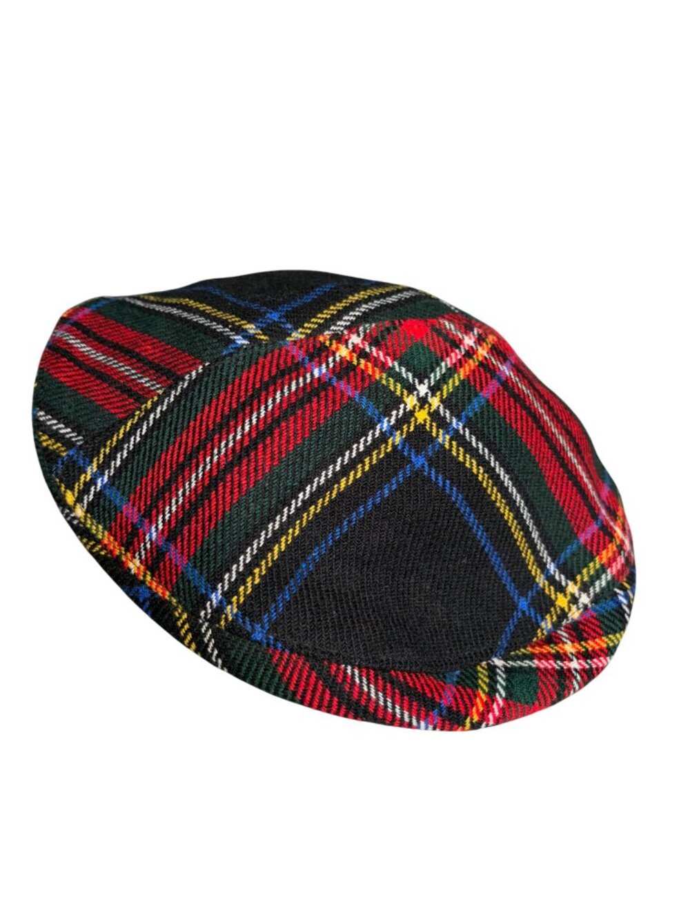 Vintage Stewart Black Tartan Flat Cap Made In England Wool Blend Lined